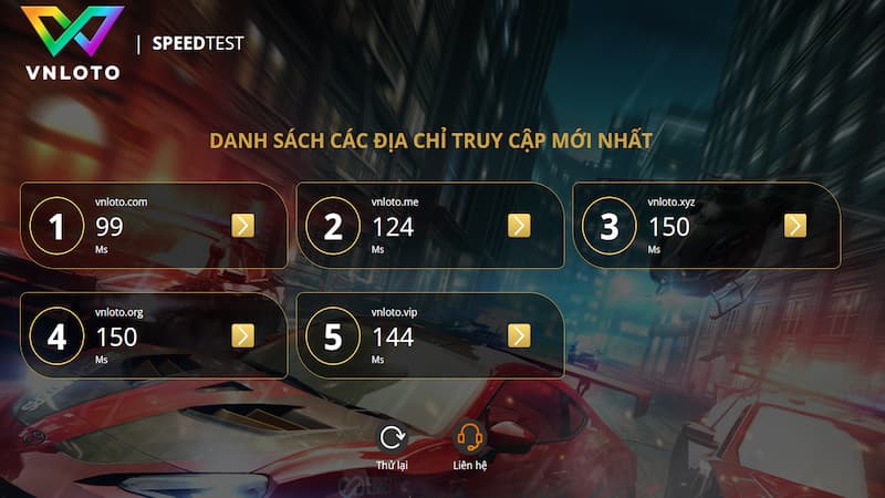 VNLOTO Tốc độ tải trang của nhà cái