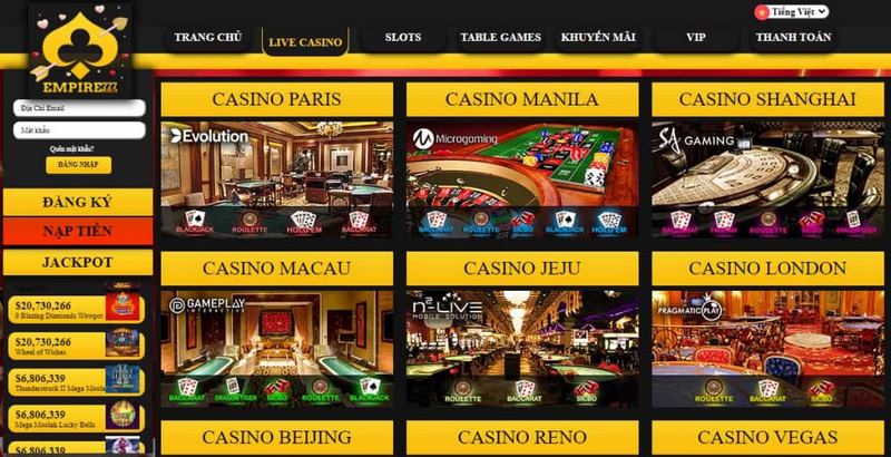 Sảnh casino siêu hấp dẫn