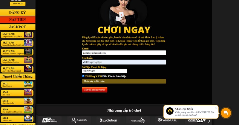 Đăng ký tài khoản tại Empire777 siêu dễ
