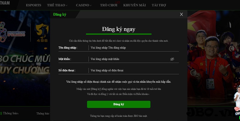 Kiểm tra và xác nhận đăng ký JBO Việt Nam khi dữ liệu đã chính xác