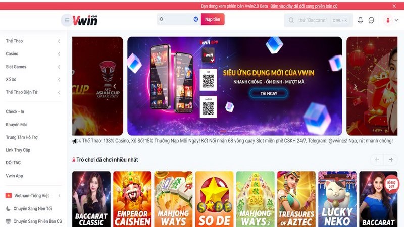 Truy cập vào trang chủ Vwin và chọn mục đăng ký tài khoản 