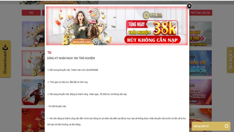 Khuyến mãi Kimsa tặng 38k cho người mới đăng ký thành công tài khoản